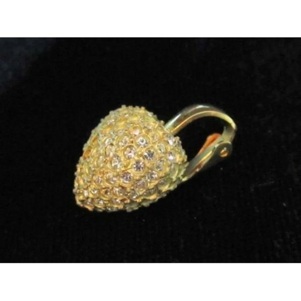 Vintage Gold Plated RHINESTONE HEART Clip Pendant ENHANCER 4 Pearl Bead Necklace - Picture 3 of 5
